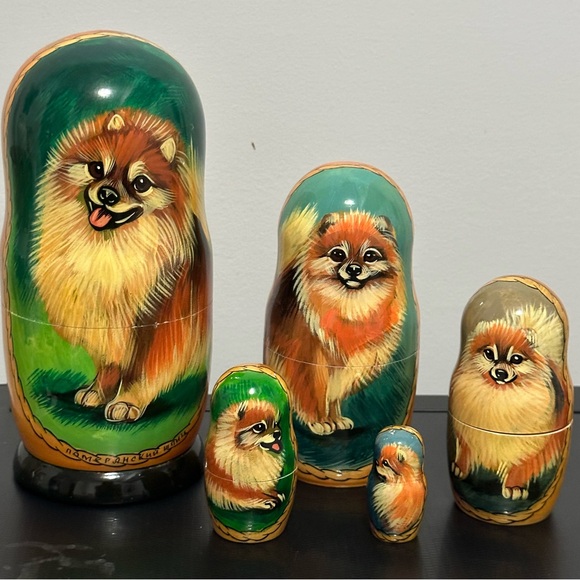Hand Painted Pomeranian Nesting Dolls - Picture 3 of 3